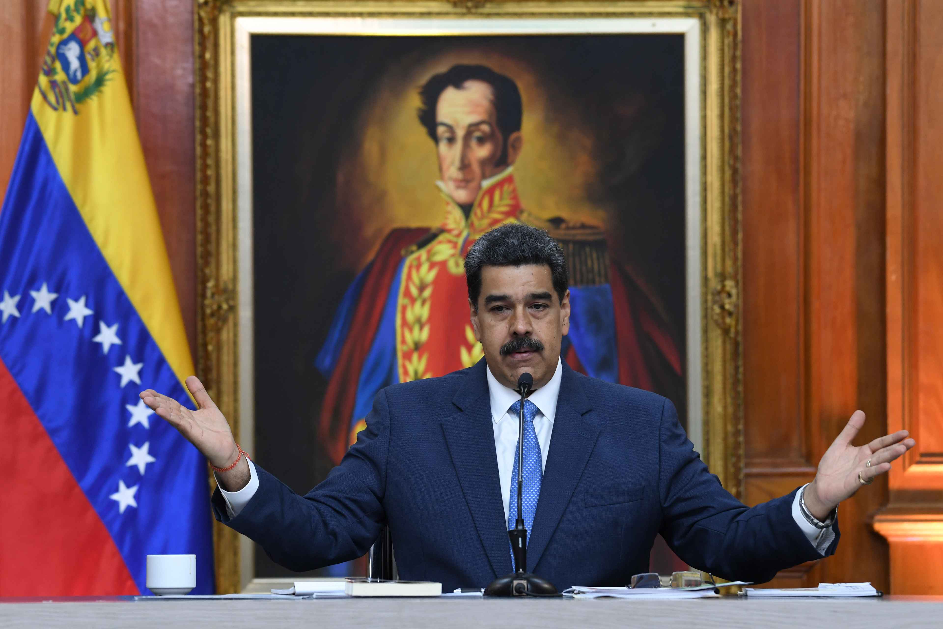 Nicolás Maduro en una conferencia de prensa el 20 de febrero de 2020. Foto de Yuri Cortez / AFP. 