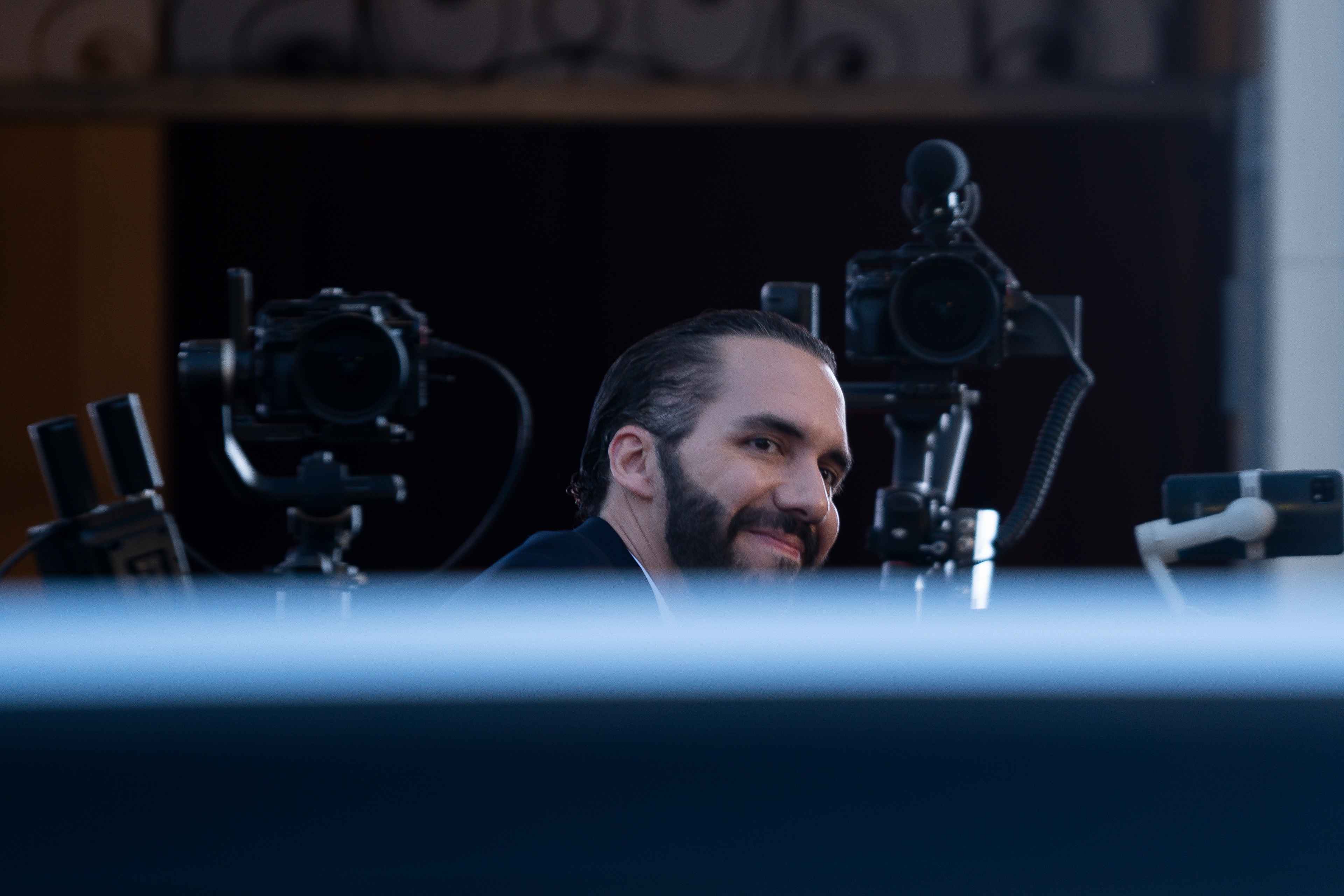 The Supreme Electoral Tribunal of El Salvador issued Nayib Bukele his credentials as president-elect on Feb. 29, 2024, after he violated the constitution in running for reelection. Bukele then greeted a swooning crowd outside the National Theater in the Historic Center of San Salvador. Photo Víctor Peña