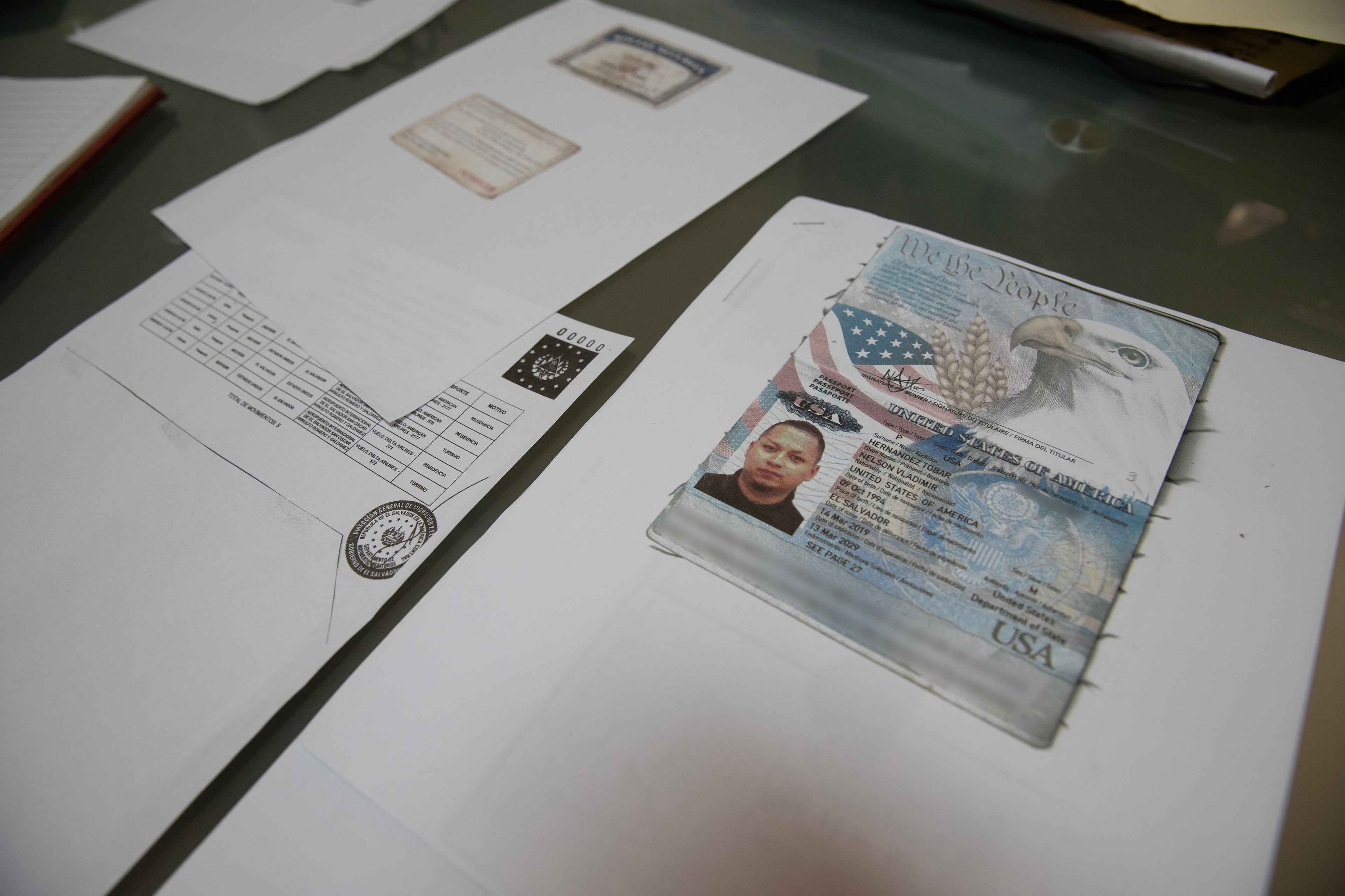 Copy of the passport of U.S. citizen Nelson Hernández, detained in El Salvador in January 2023, under the state of exception. By June of that year, hip-hop collectives reported that 15 artists, including Hernández, had been imprisoned under the state of exception. Photo Carlos Barrera
